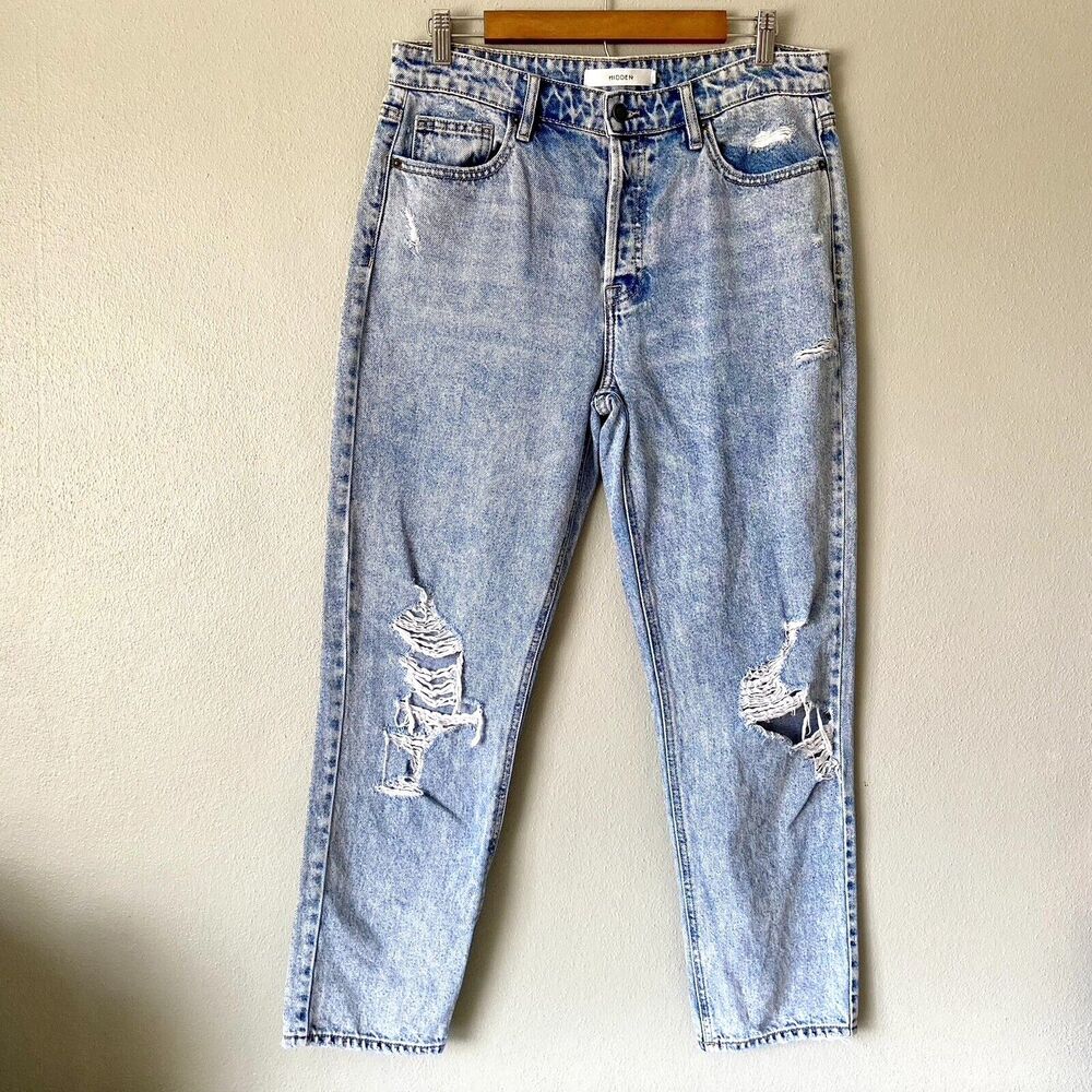 HIDDEN Bailey Vintage Wash Distressed Boyfriend 100% Cotton Jeans - Women's 29